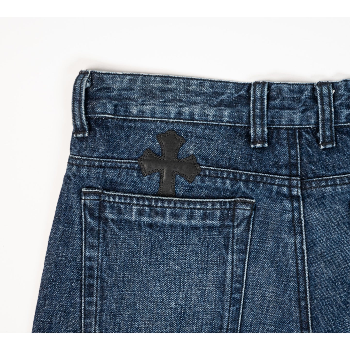 Denim Black Cross Patch Shorts