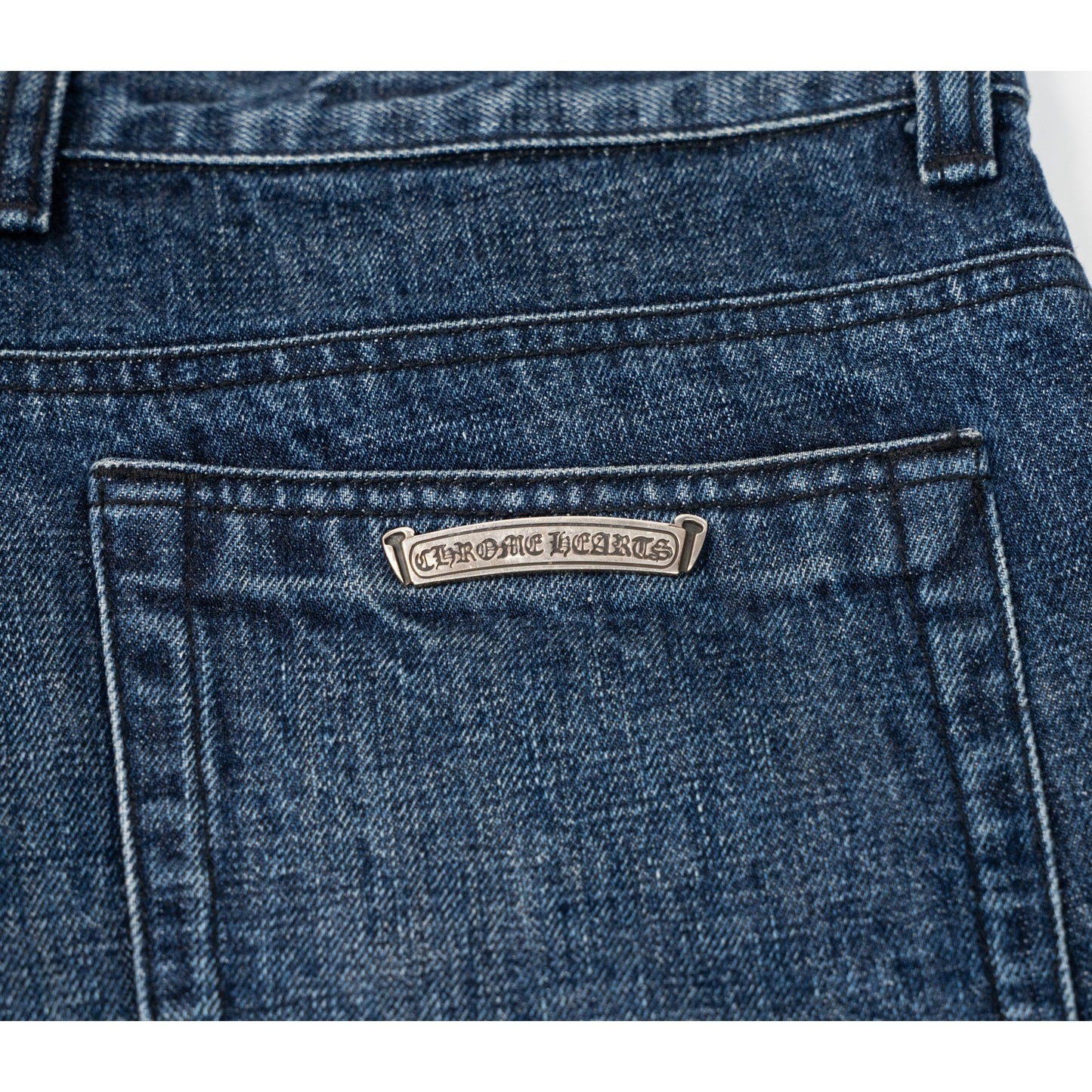 Denim Black Cross Patch Shorts