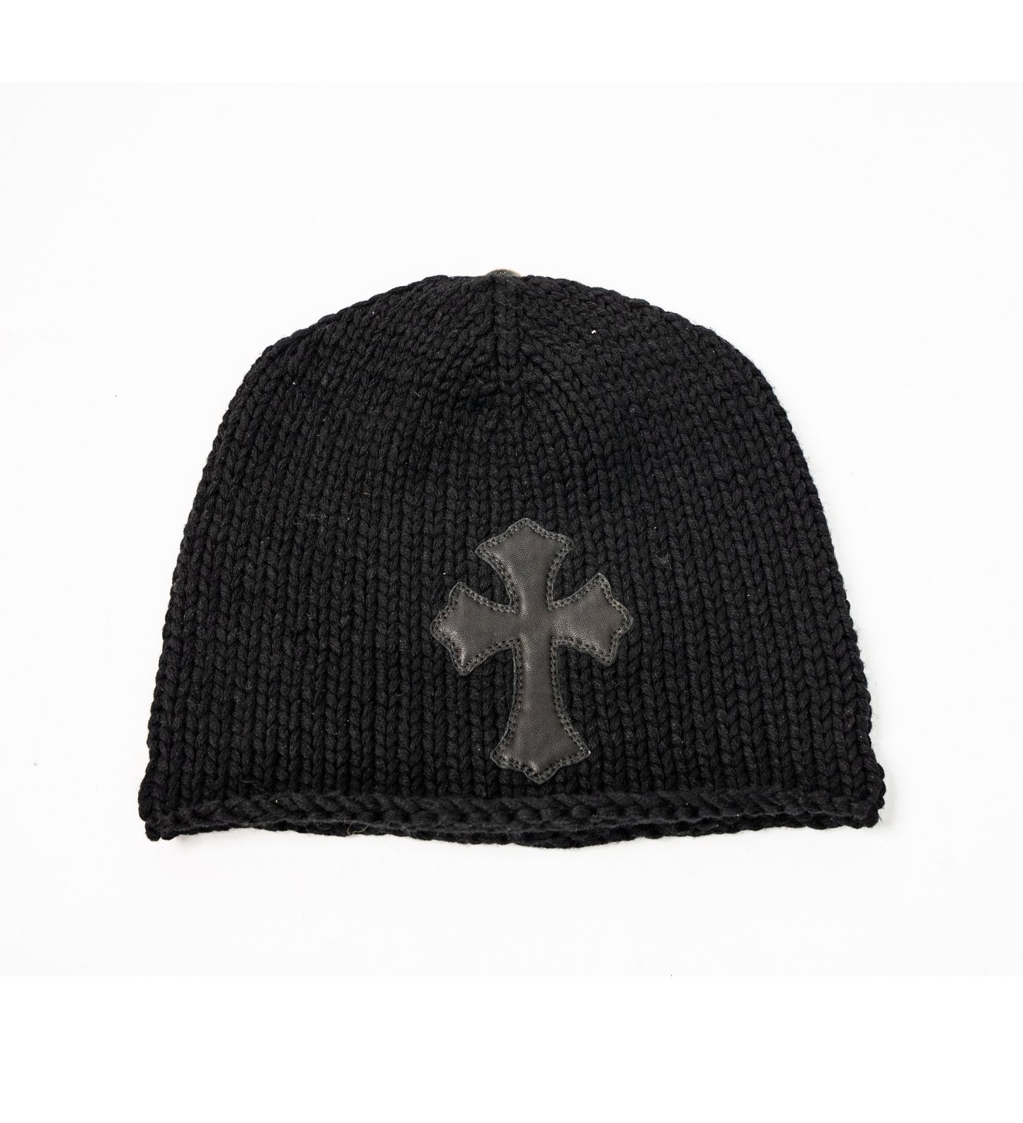 Leather Cross Patch' Knit Beanie