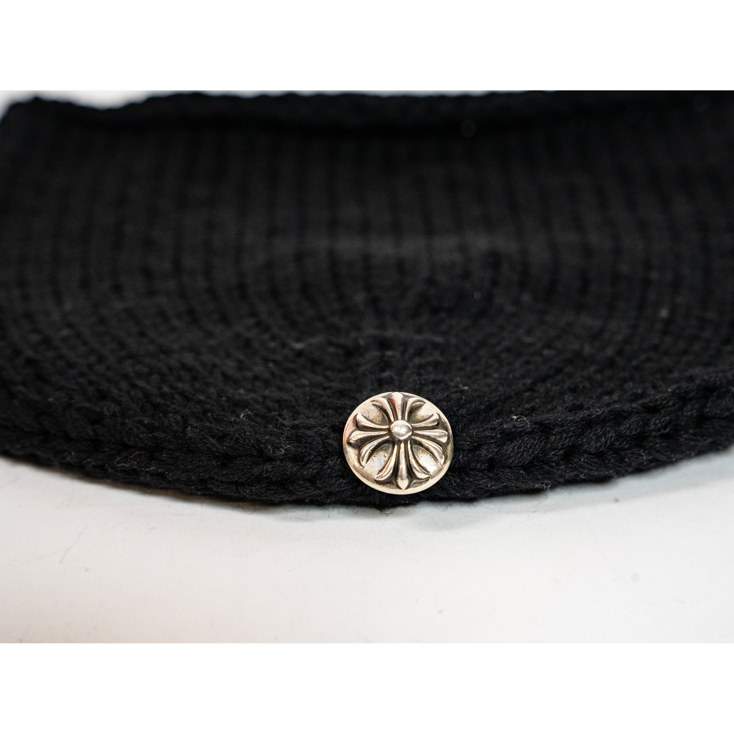 Leather Cross Patch' Knit Beanie