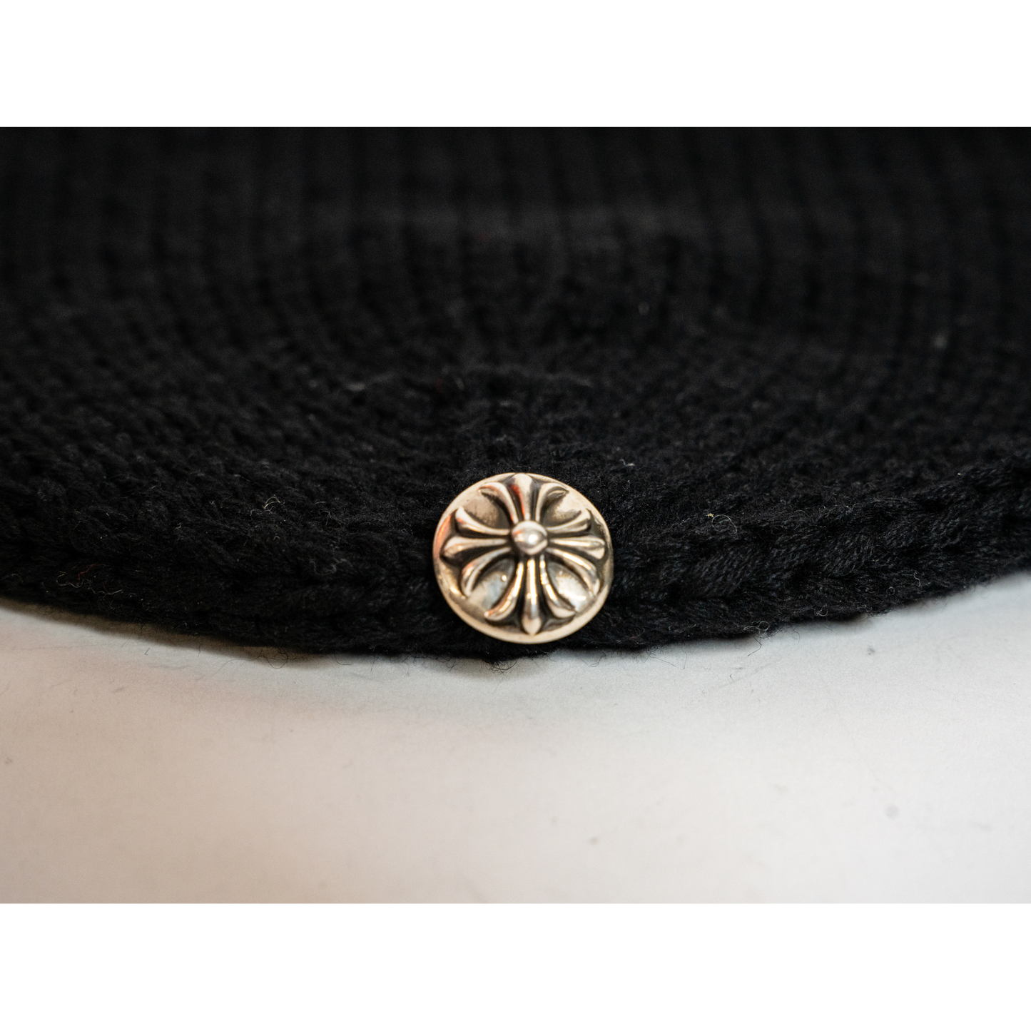 Wool Knit Cross Patch Beanie