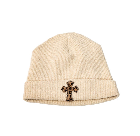Cheetah Cross Patch Beanie 'Cream'