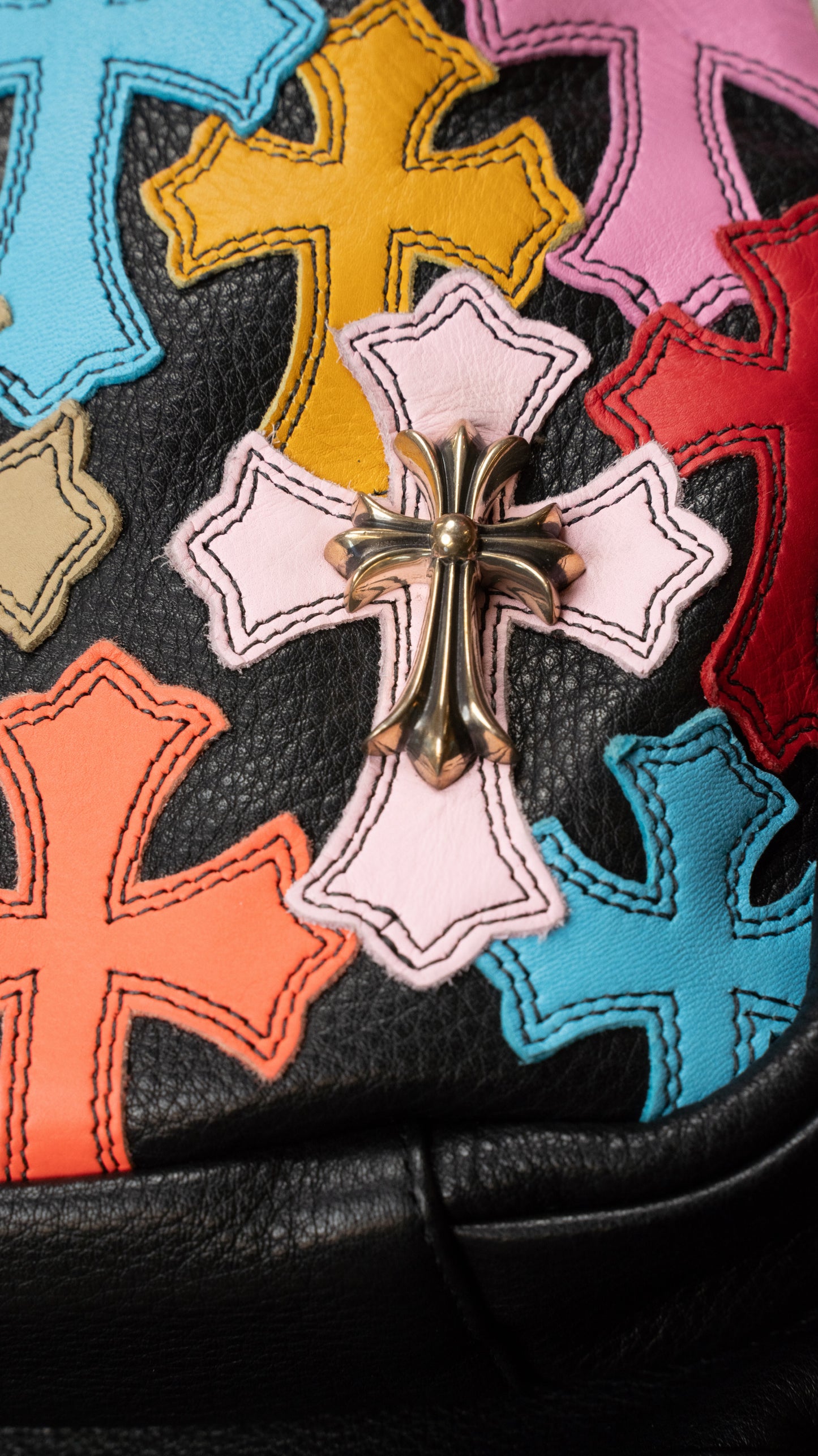 Leather Multicolor Cross Patch Backpack