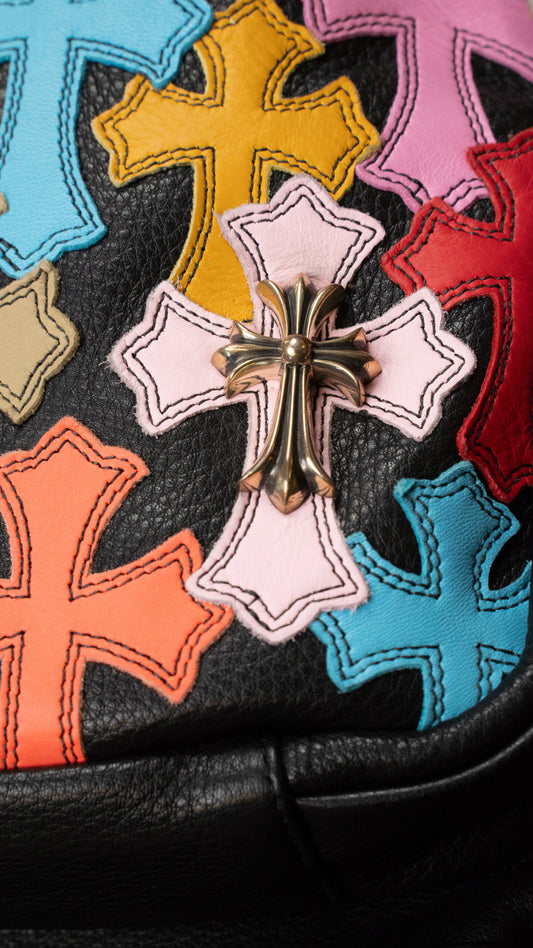 Leather Multicolor Cross Patch Backpack