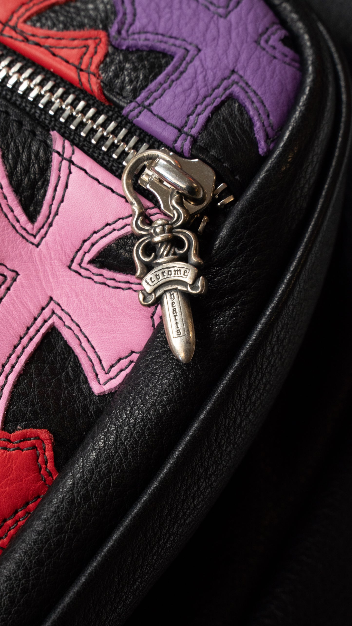 Leather Multicolor Cross Patch Backpack