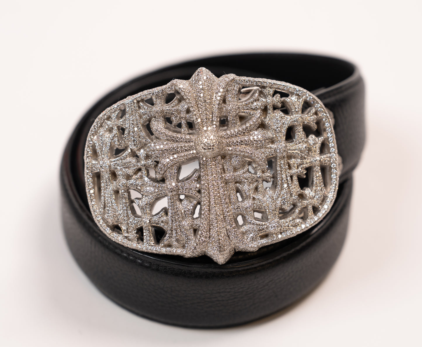Iced Out VVS Cemetery Cross Belt Buckle