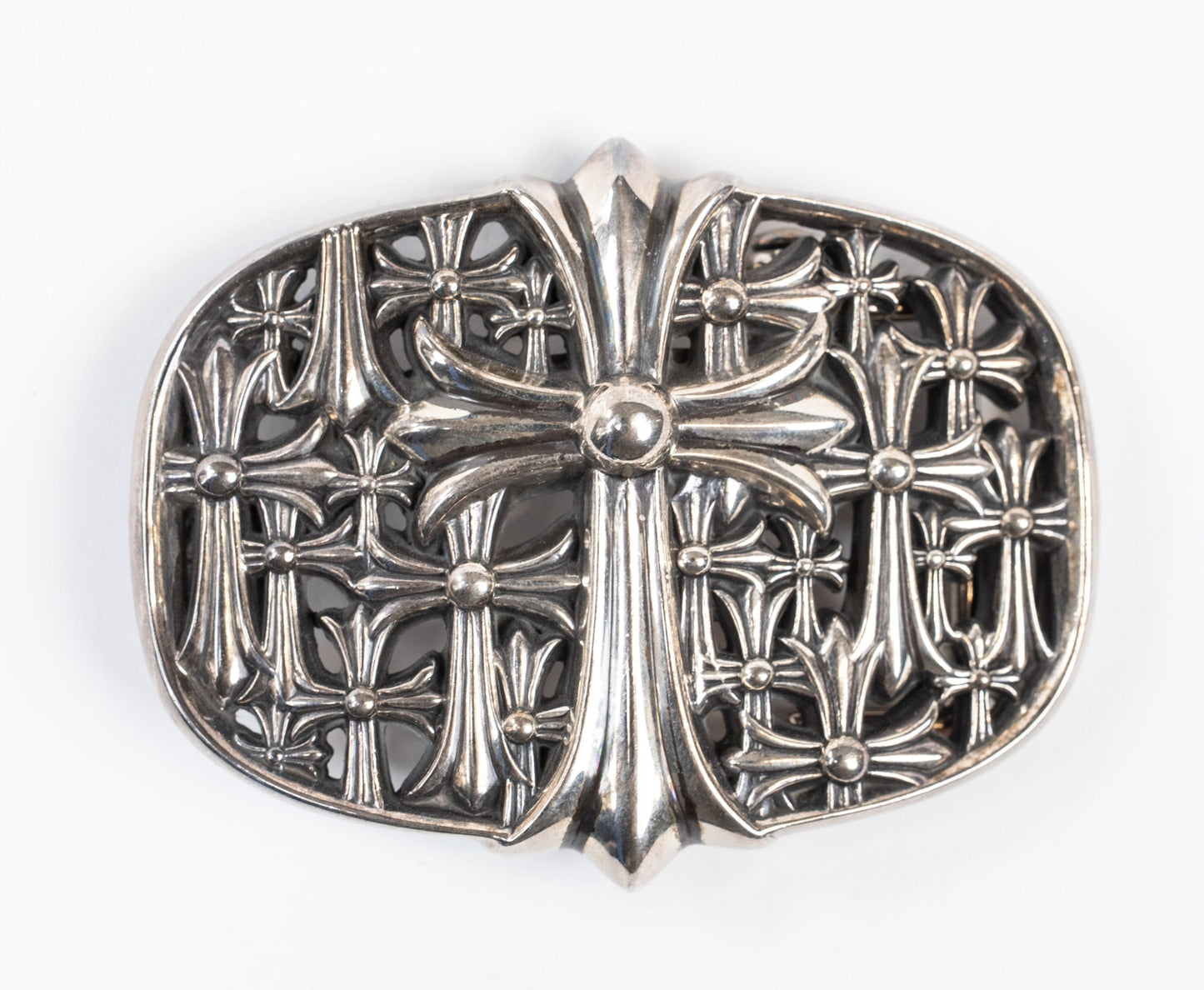Silver Cemetery Cross Belt Buckle