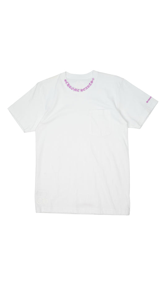 Purple Neck Logo T-Shirt 'White'
