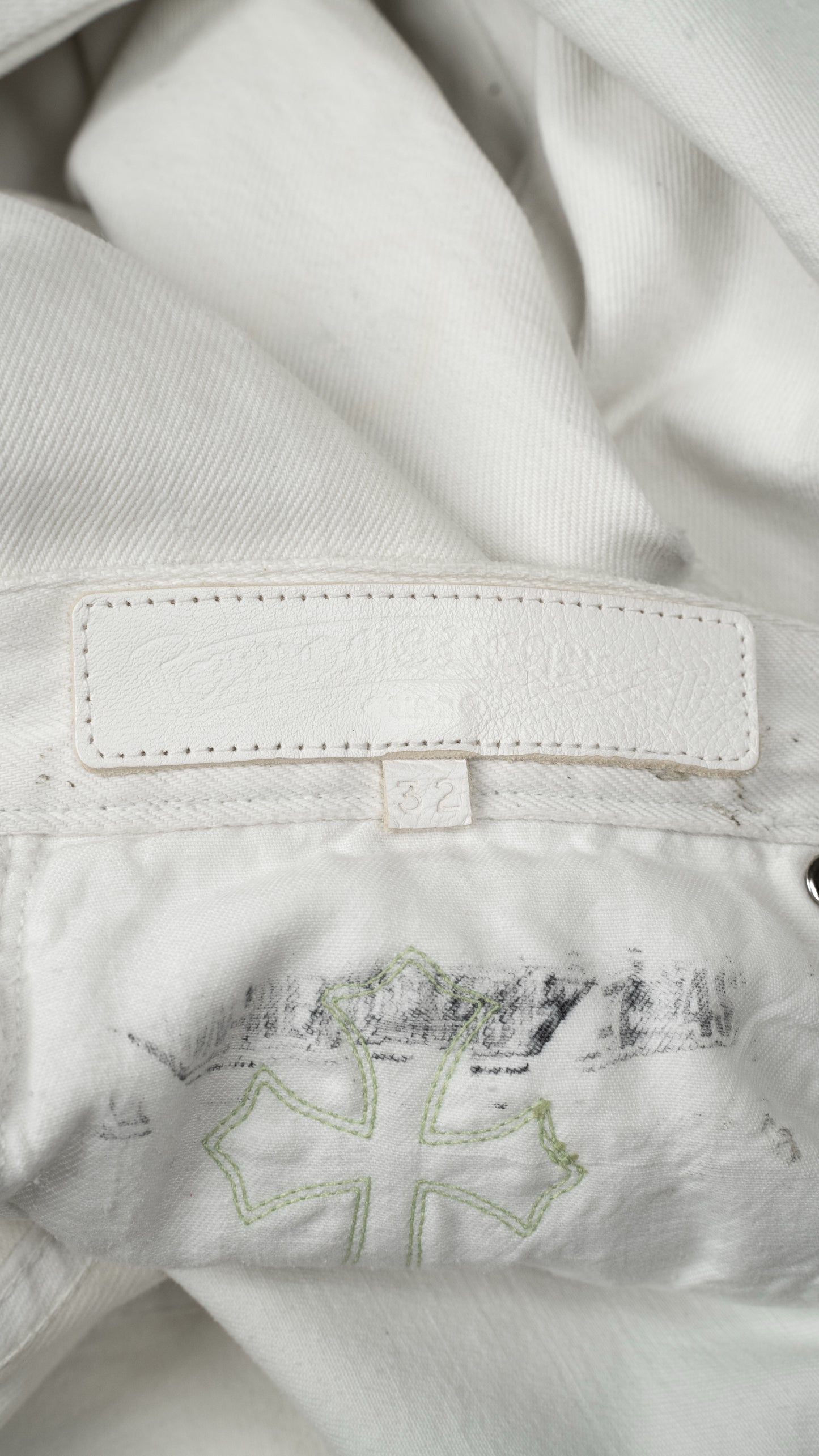 Zebra Green Cross Patch White Levi's Denim Jeans