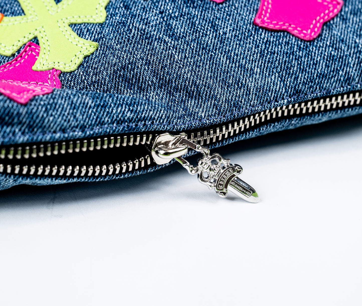 Miami Art Basel Multi-Color Patch Denim Cross Patch Nugget Bag