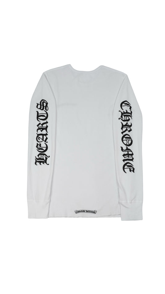 Scroll Logo Sleeve Waffle Thermal Shirt 'White'