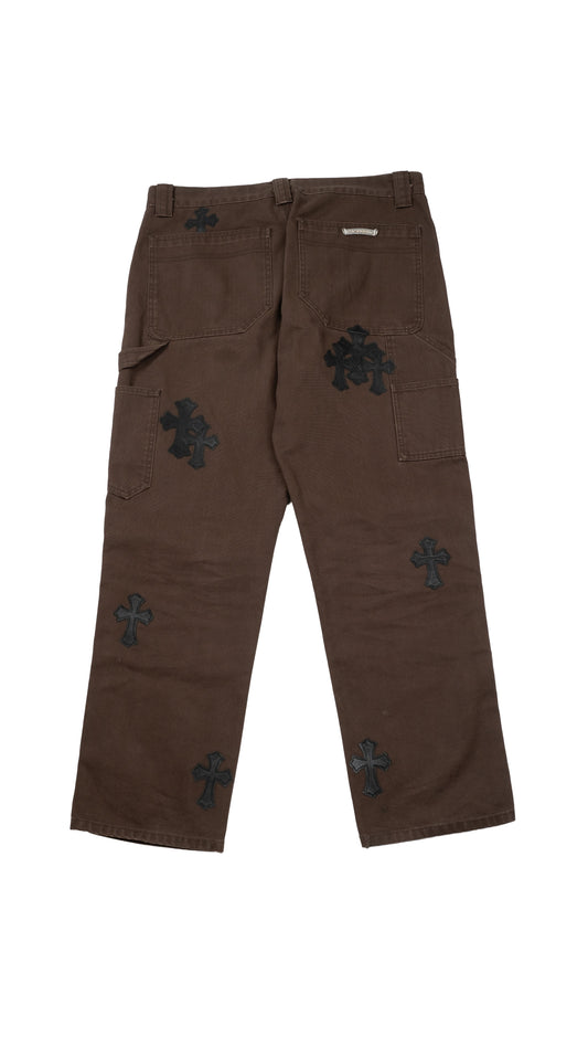 Brown Double Knee Black Patch Carpenter Pants