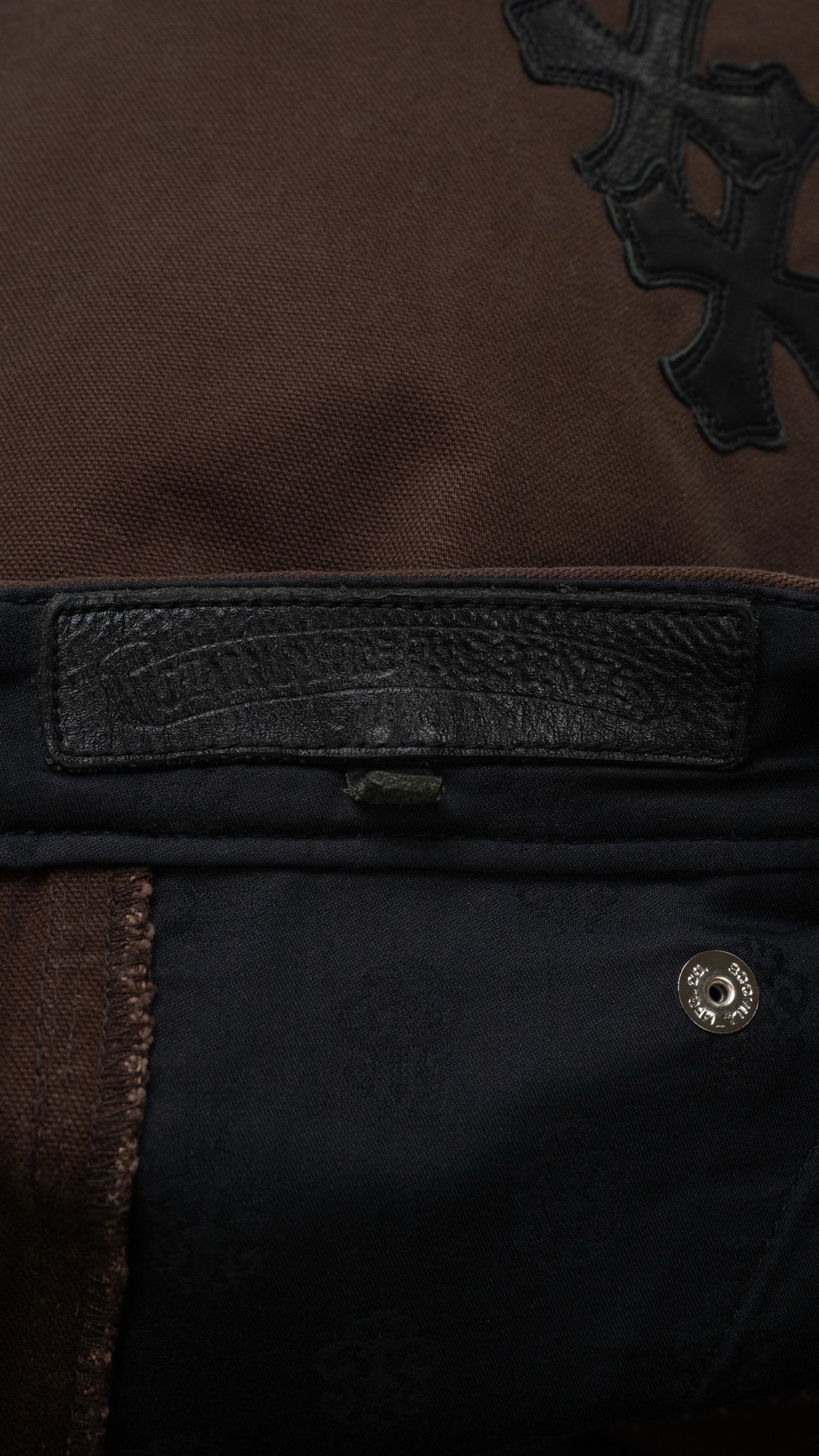 Brown Double Knee Black Patch Carpenter Pants