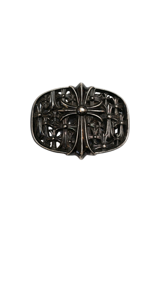 Black Rhodium Silver Cemetery Cross Belt Buckle