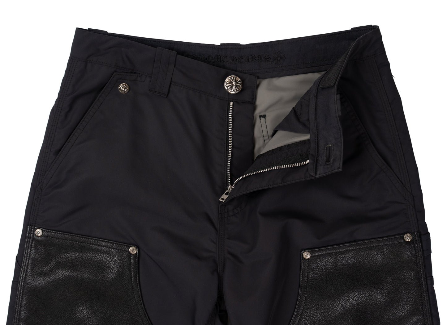 Leather Double Knee Nylon Carpenter Pants 'Black'