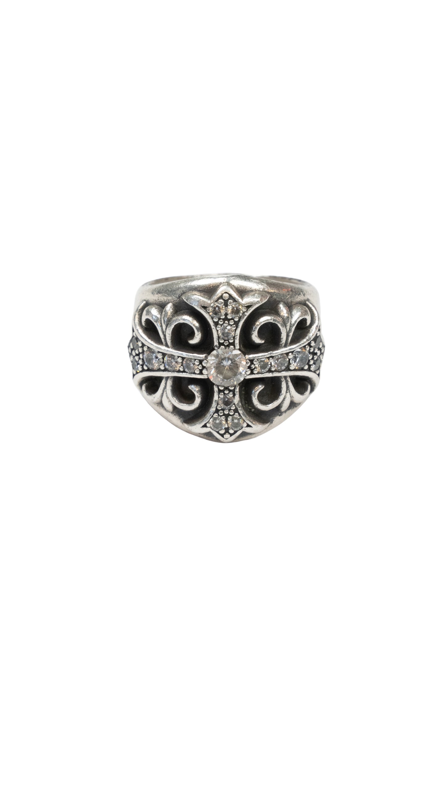 Diamond Floral Cross Ring