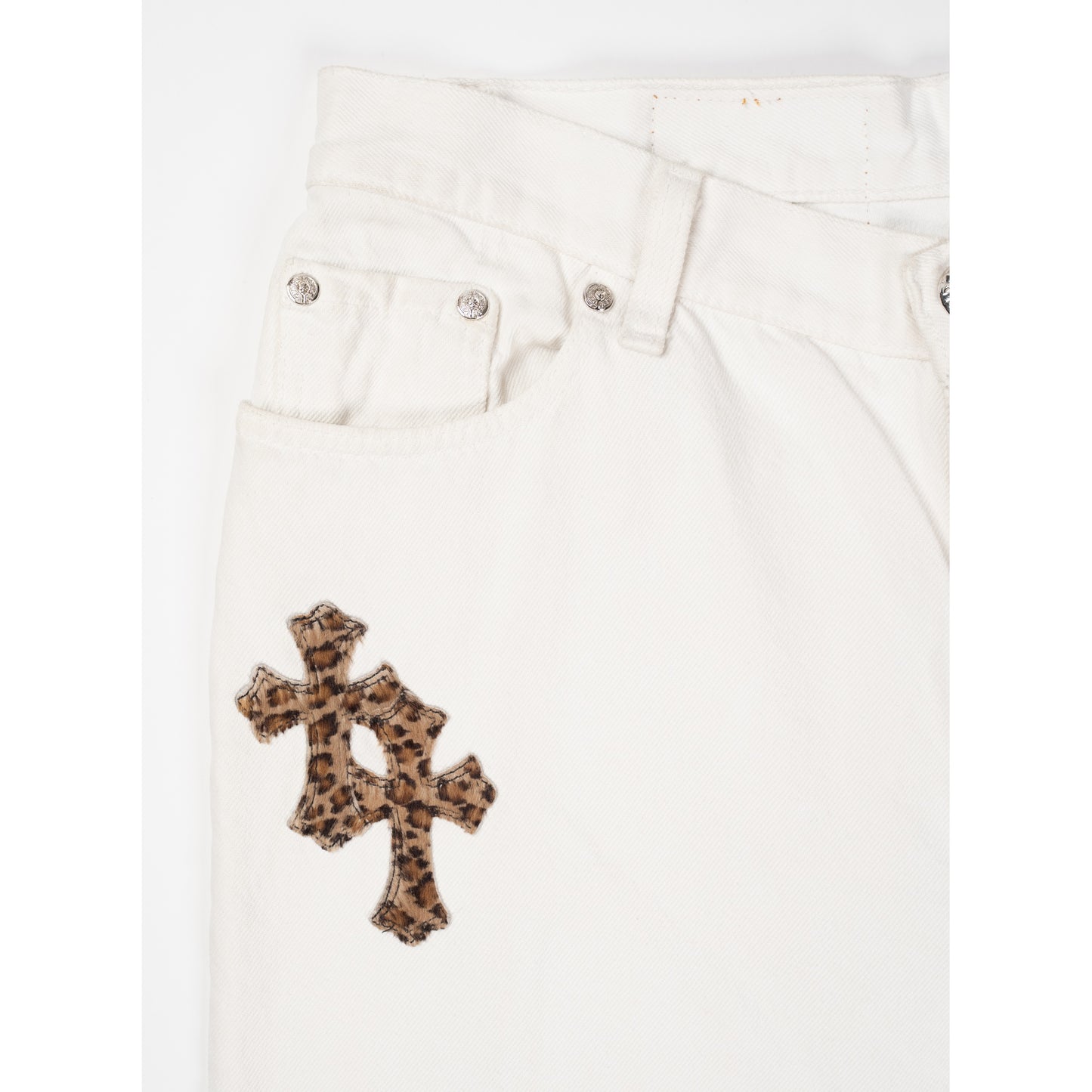 Levi's 501 Leopard Cross Patch White Jeans