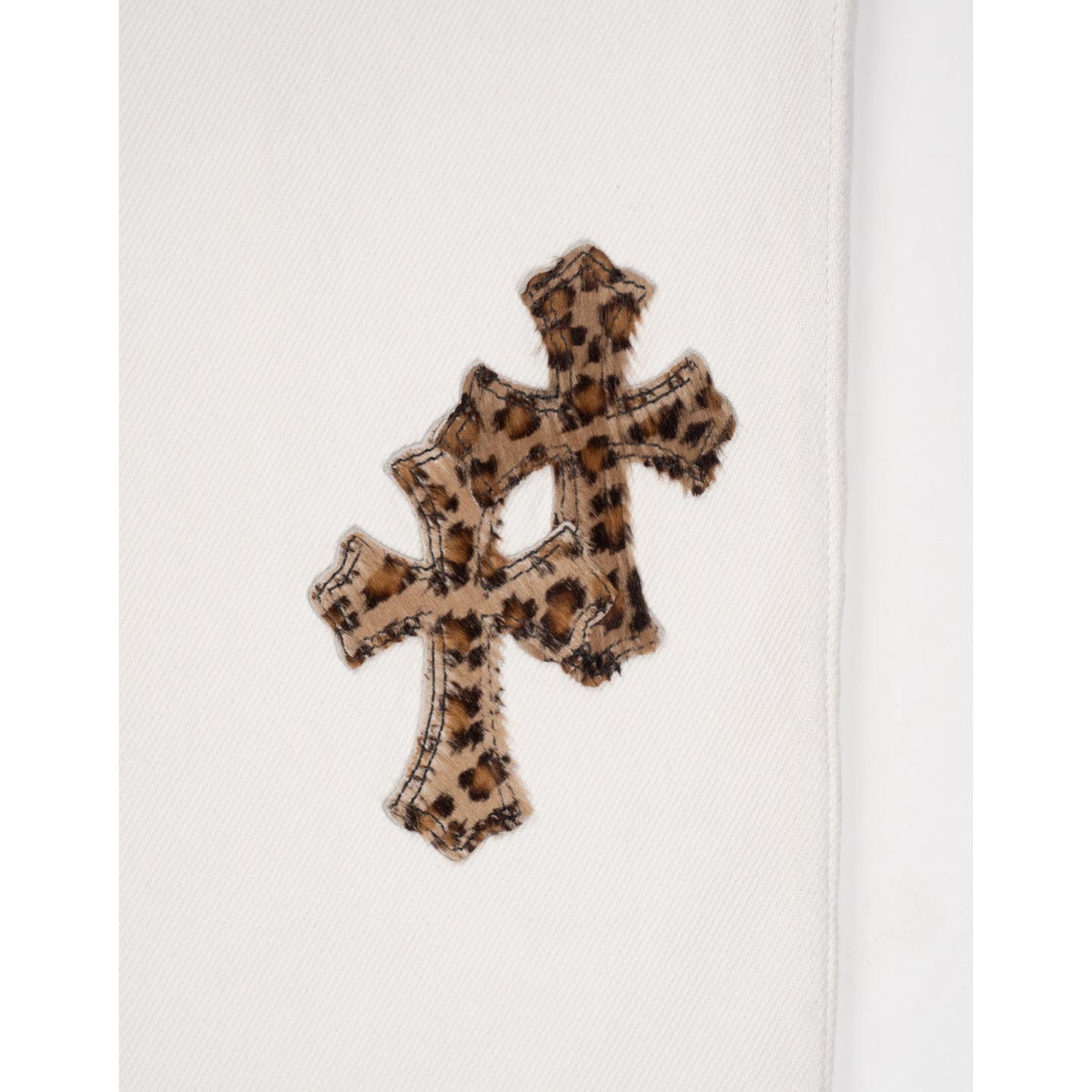 Levi's 501 Leopard Cross Patch White Jeans
