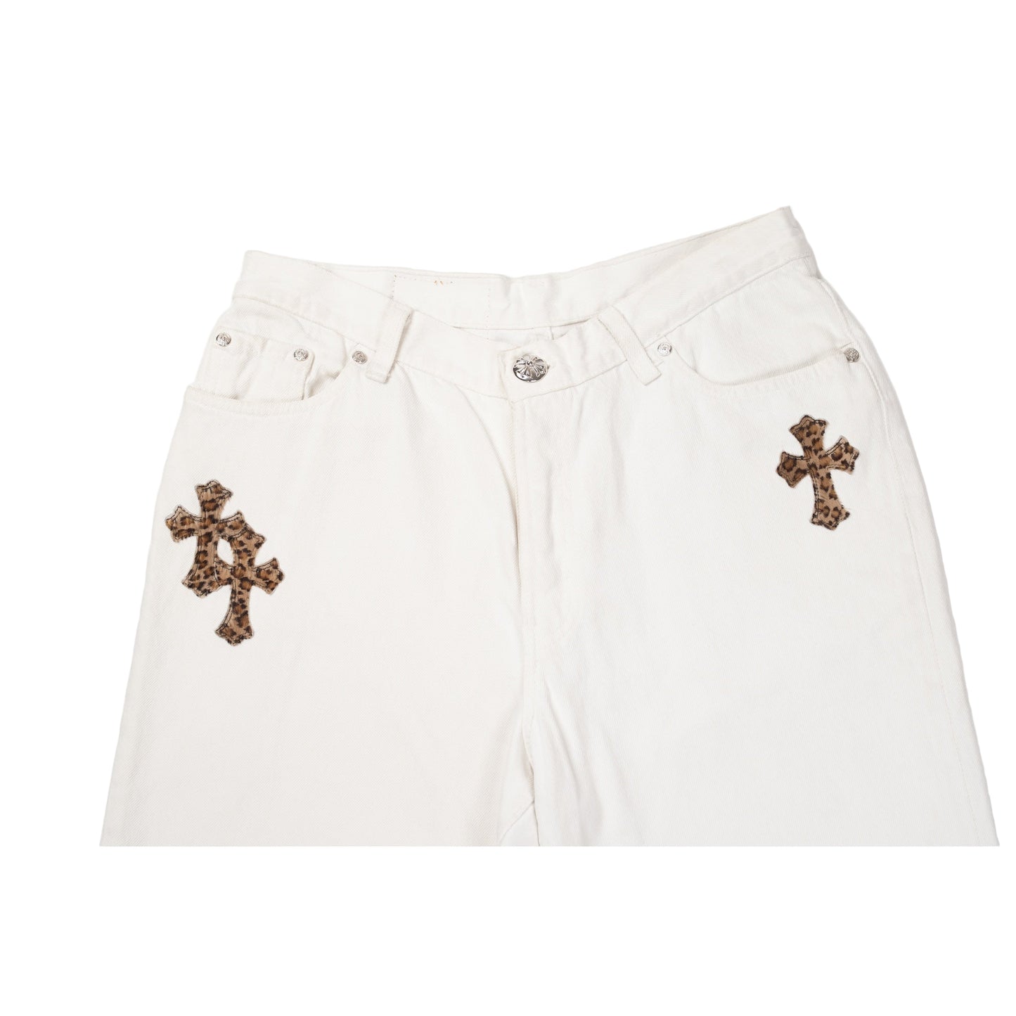 Levi's 501 Leopard Cross Patch White Jeans