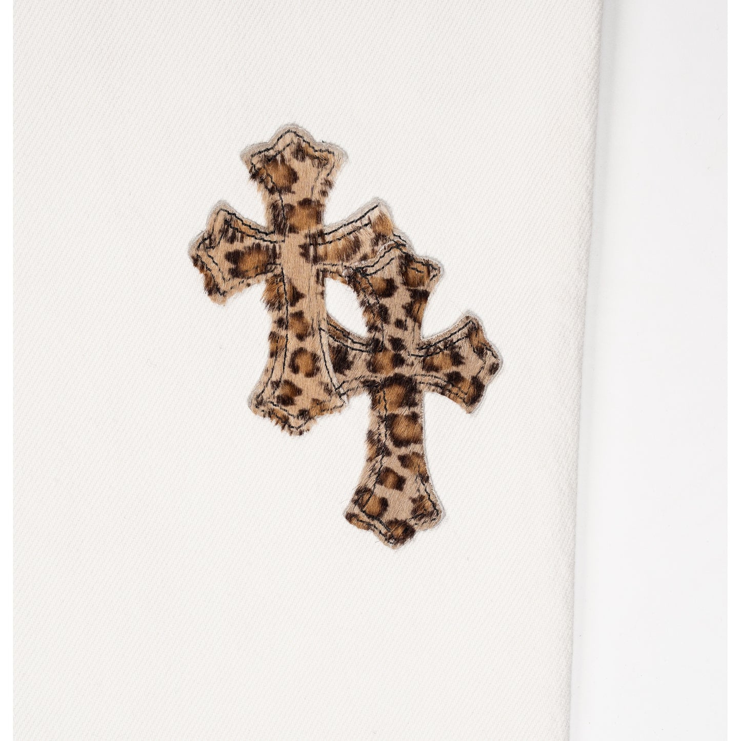 Levi's 501 Leopard Cross Patch White Jeans