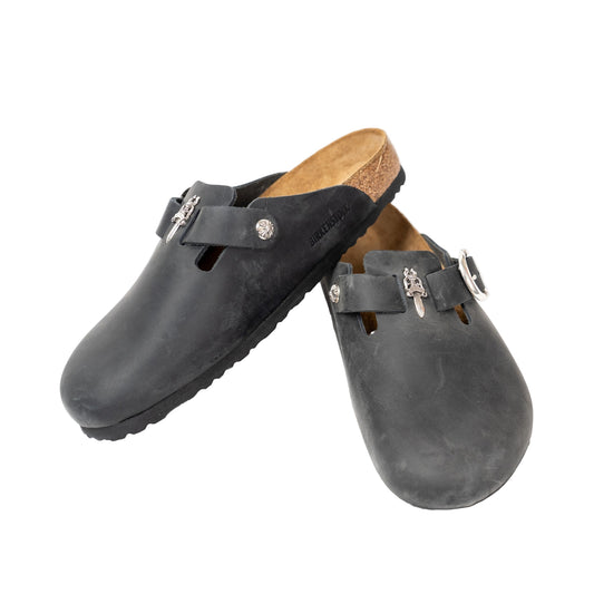 Birkenstock Boston Nubuck Leather Mules 'Black'