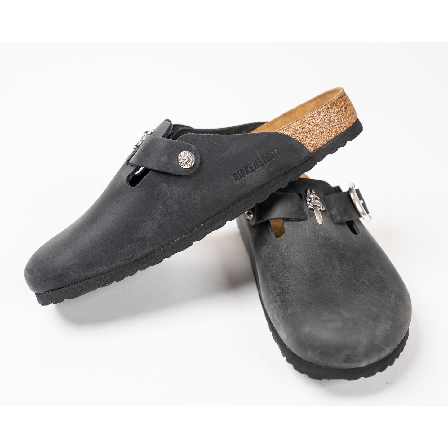 Birkenstock Boston Nubuck Leather Mules 'Black'