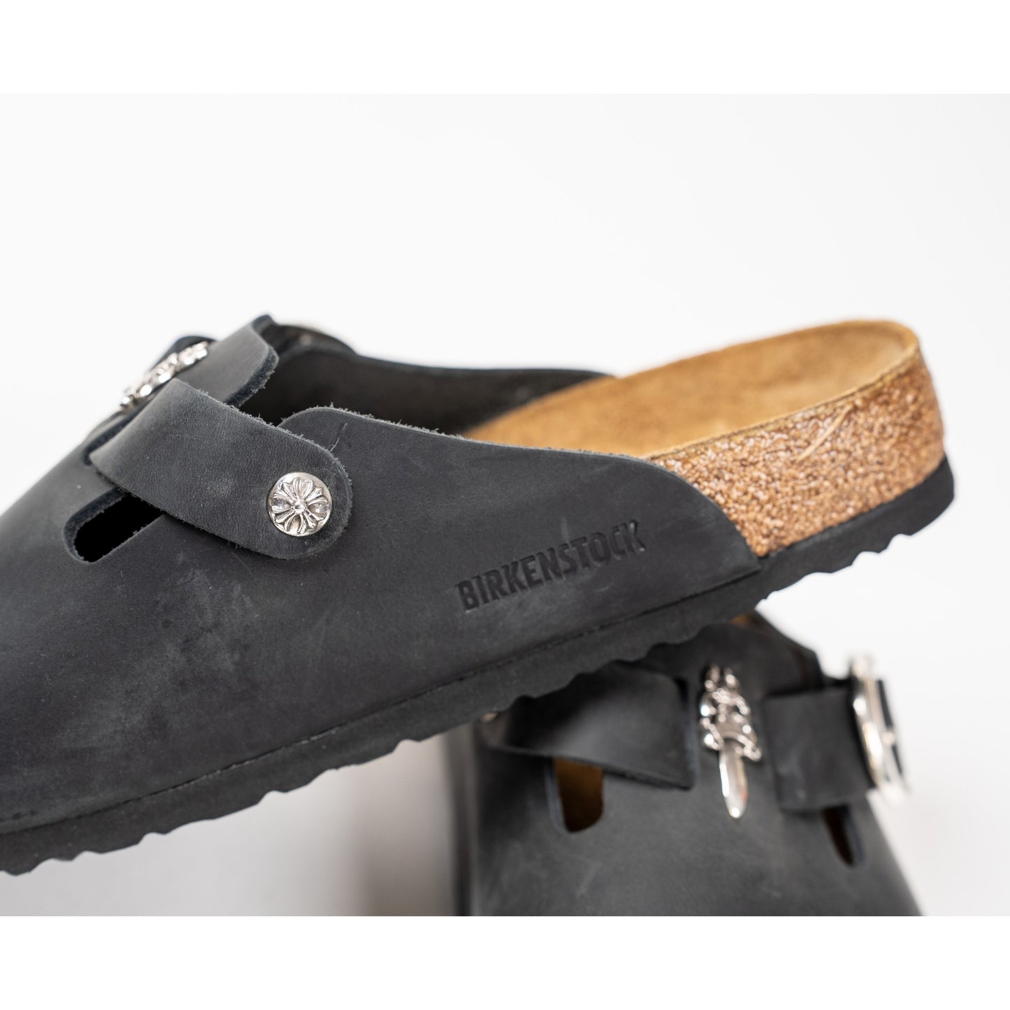 Birkenstock Boston Nubuck Leather Mules 'Black'