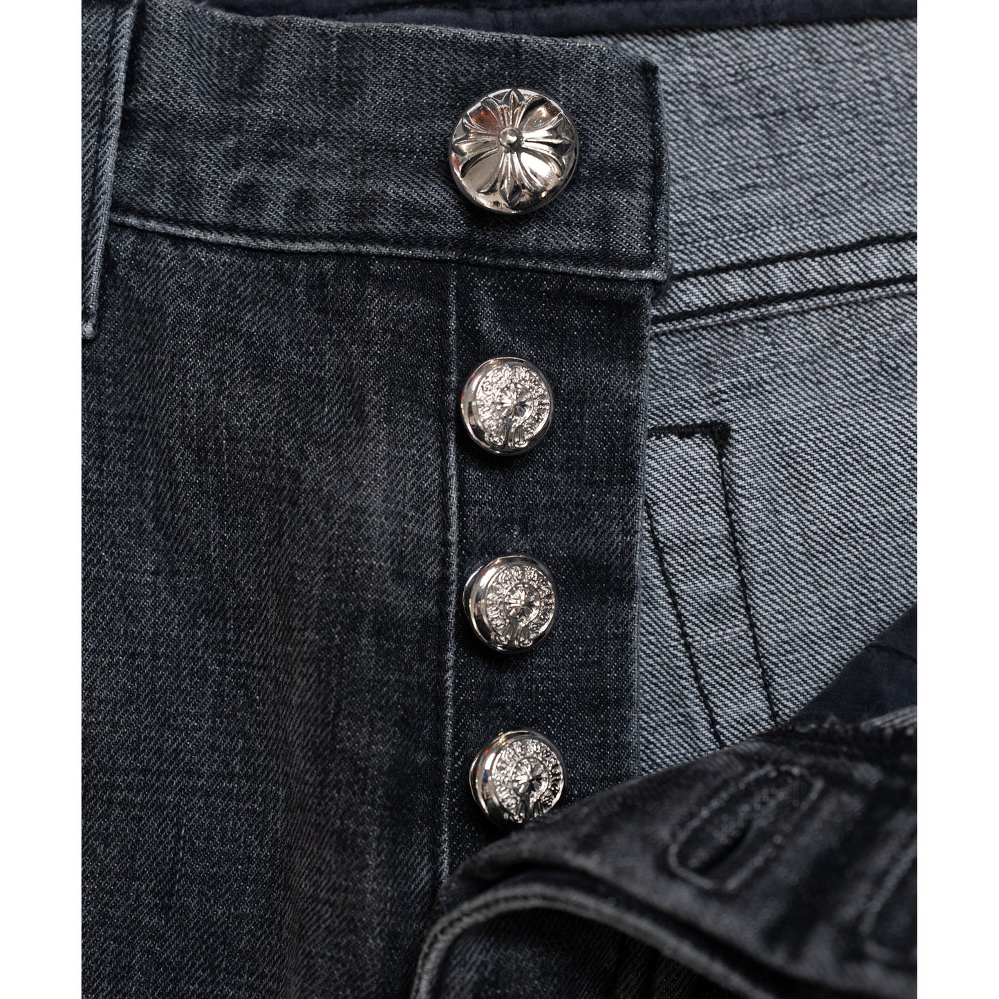 CLB Grey Black & Red Cross Patch Jeans