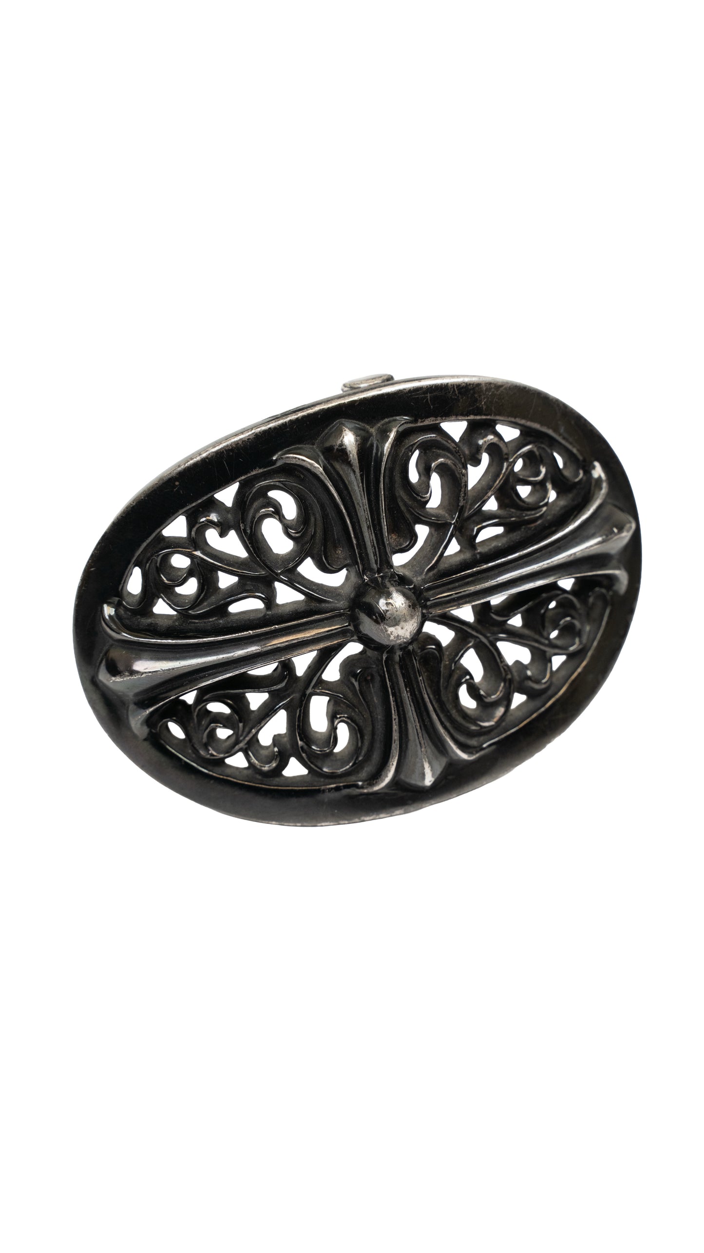 Black Rhodium Oval Belt Buckle