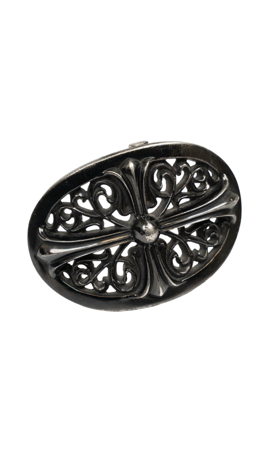 Black Rhodium Oval Belt Buckle