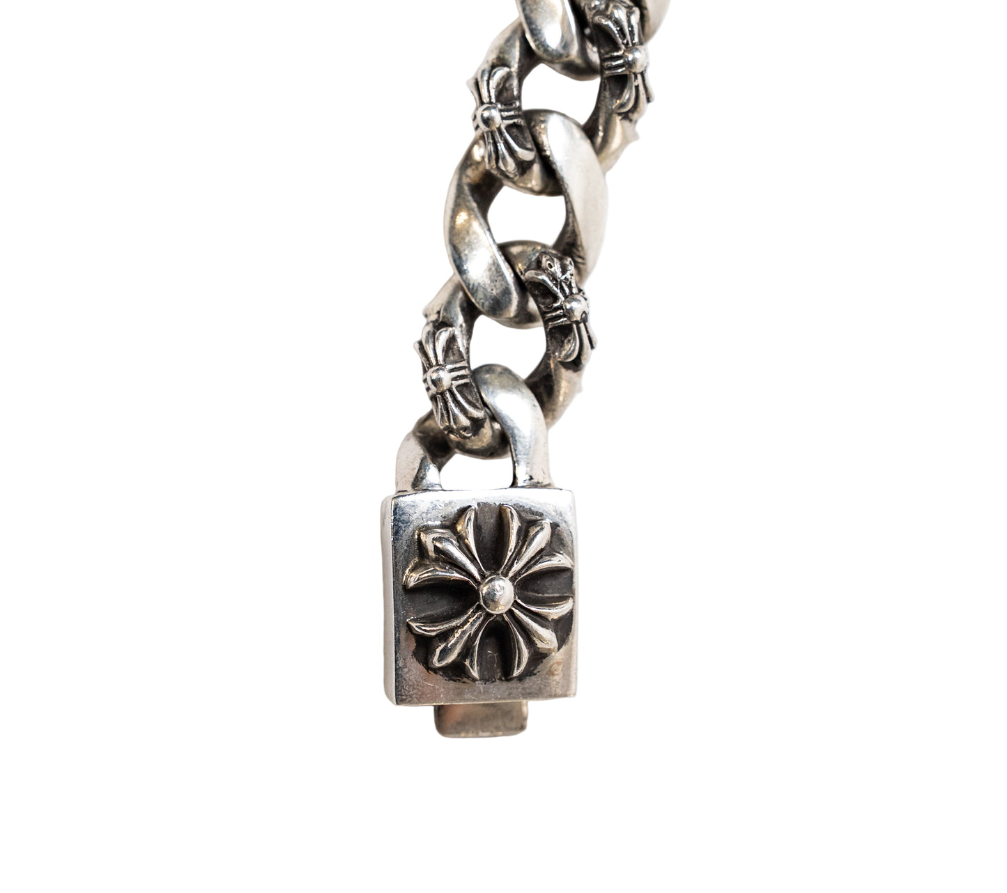 Silver Plus Cross Fancy Link Box ID Bracelet