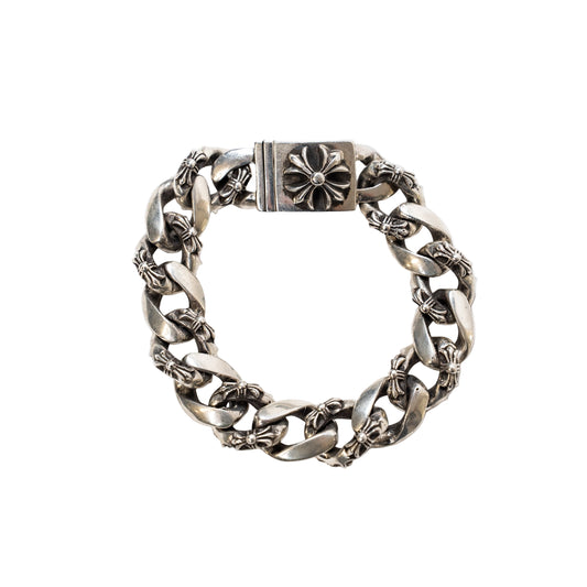 Silver Plus Cross Fancy Link Box ID Bracelet