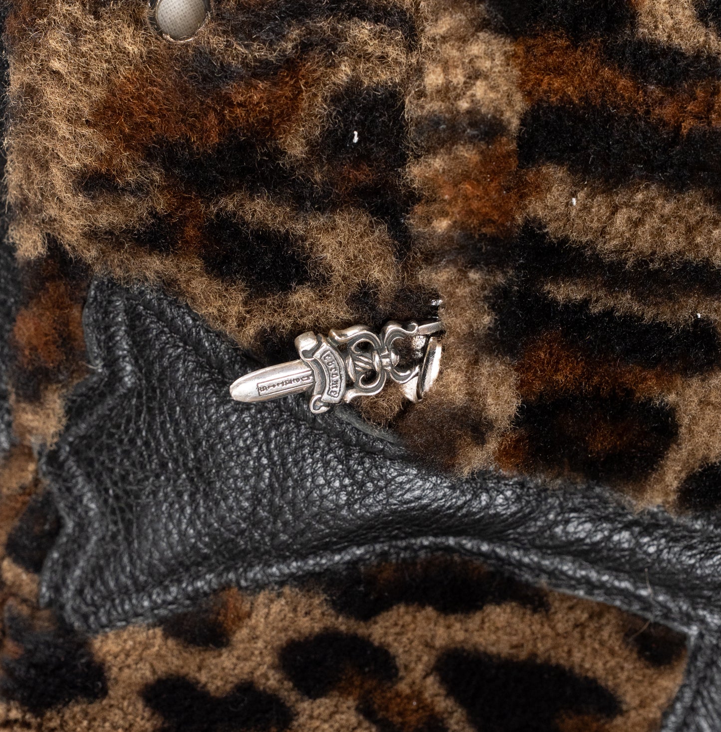 Cheetah Black Leather Cross Patched Beanbag