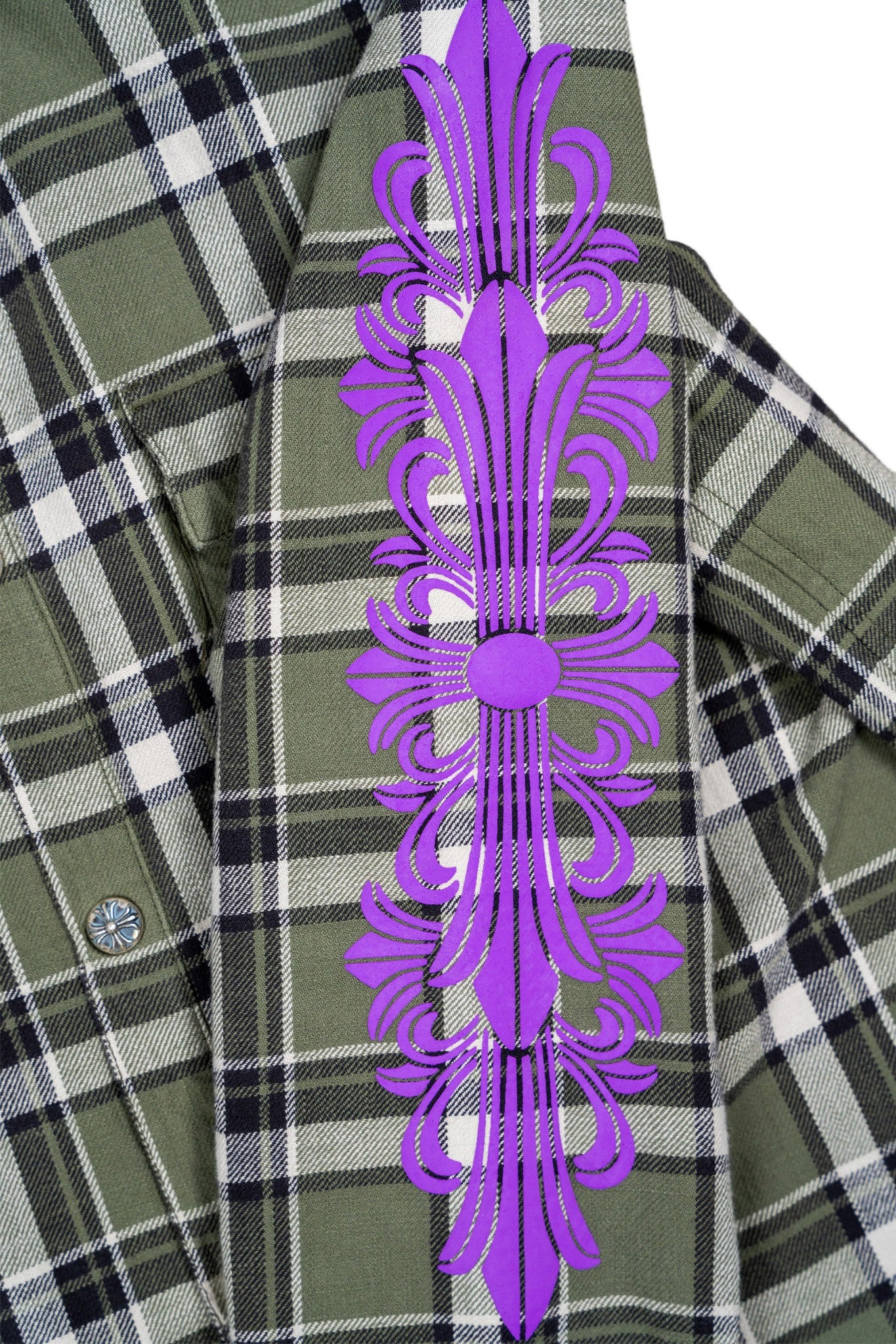 Floral Padded Flannel Shirt Jacket 'Green Purple'