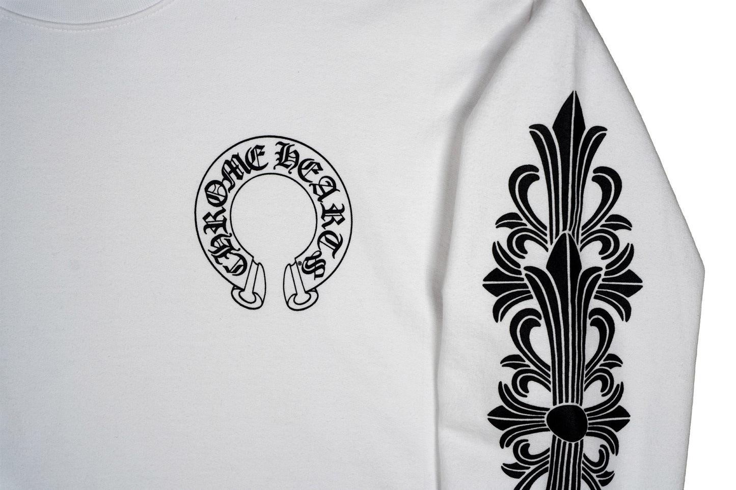 Horseshoe Floral Sleeve White Crewneck Sweatshirt