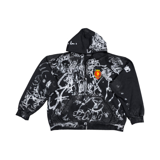 Skater Graffiti Zip Up Hoodie 'Black'