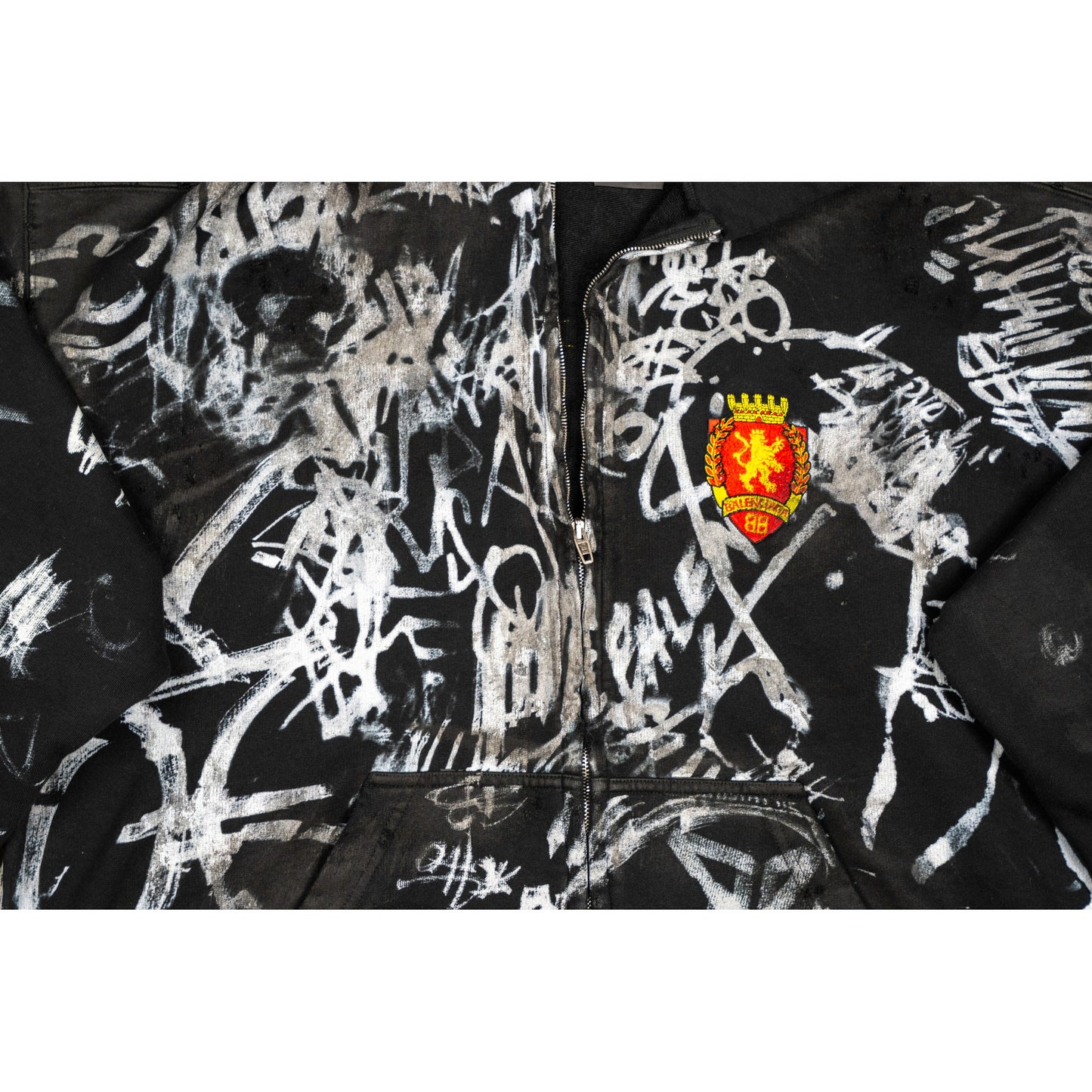 Skater Graffiti Zip Up Hoodie 'Black'