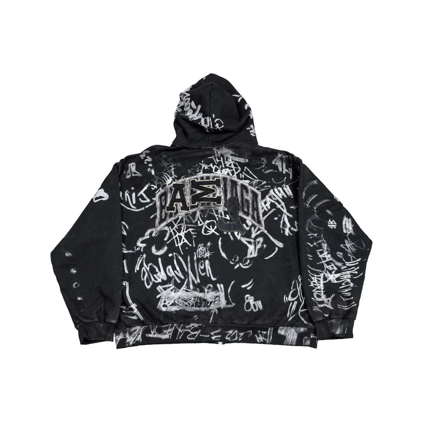 Skater Graffiti Zip Up Hoodie 'Black'