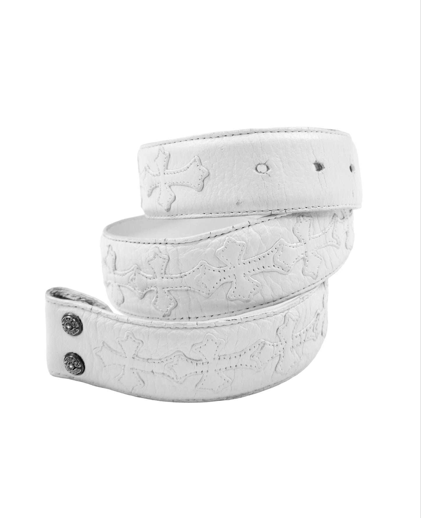 White Cemetery Cross Patch Leather Strap