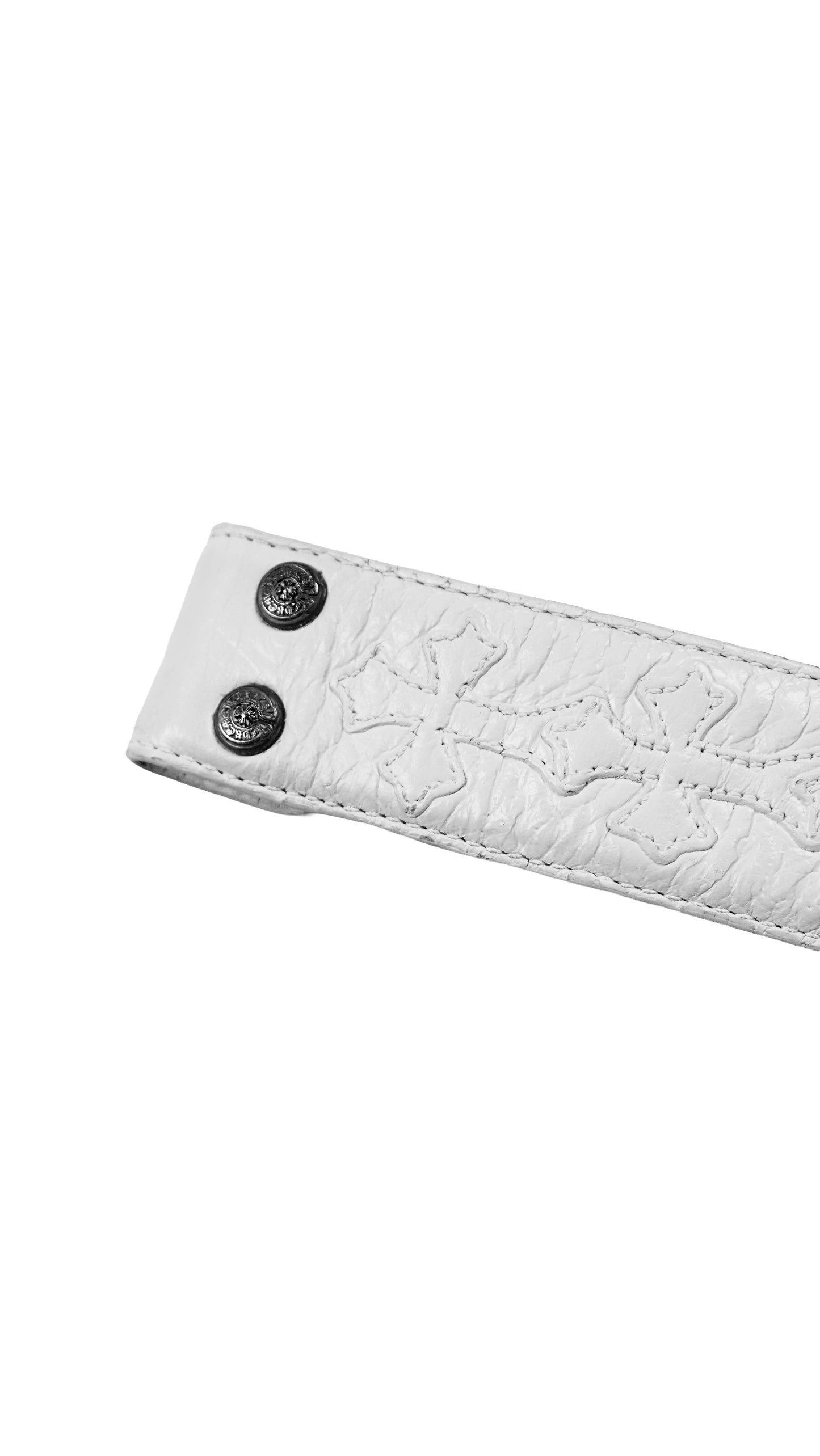 White Cemetery Cross Patch Leather Strap