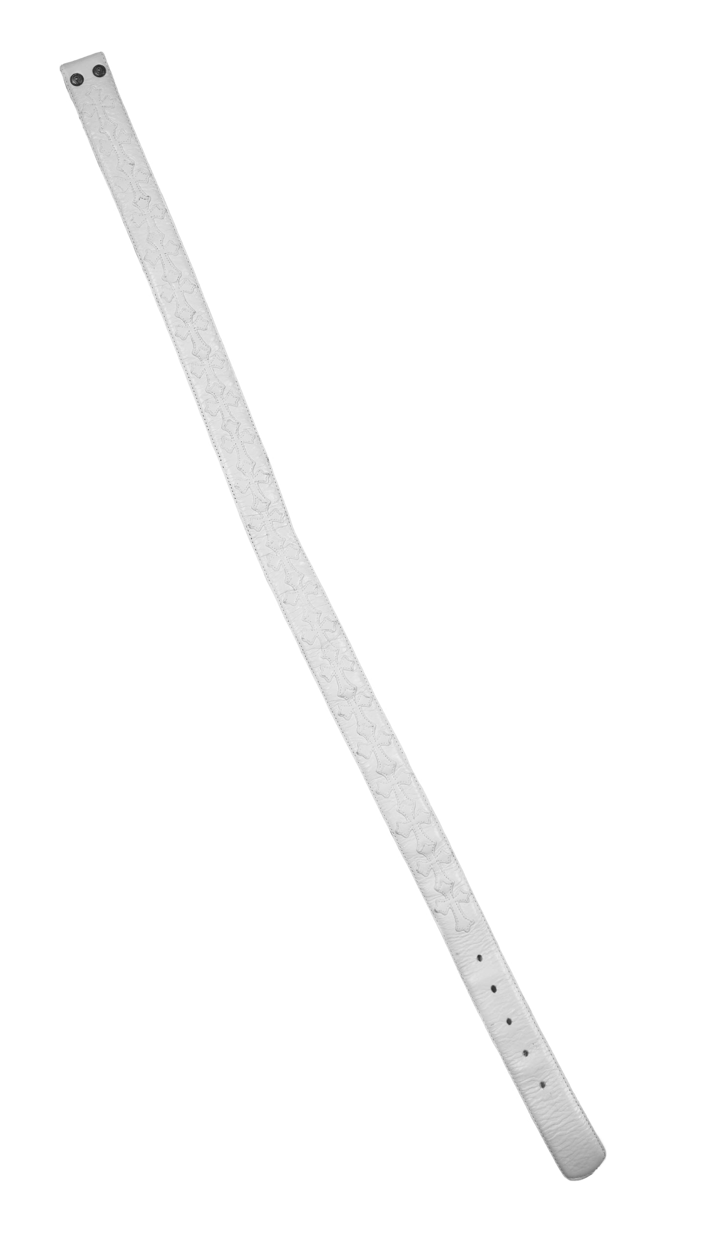 White Cemetery Cross Patch Leather Strap