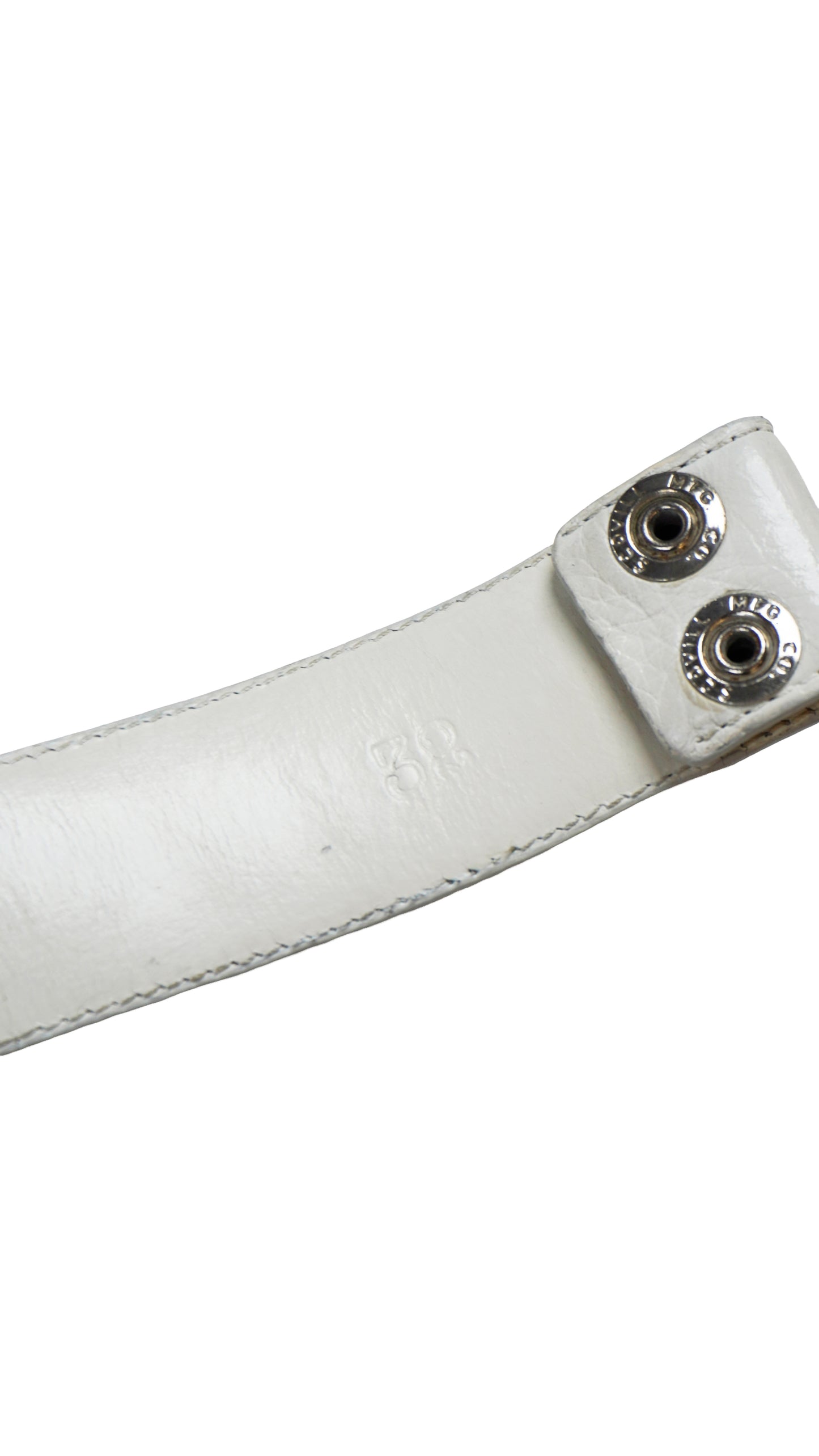 White Cemetery Cross Patch Leather Strap