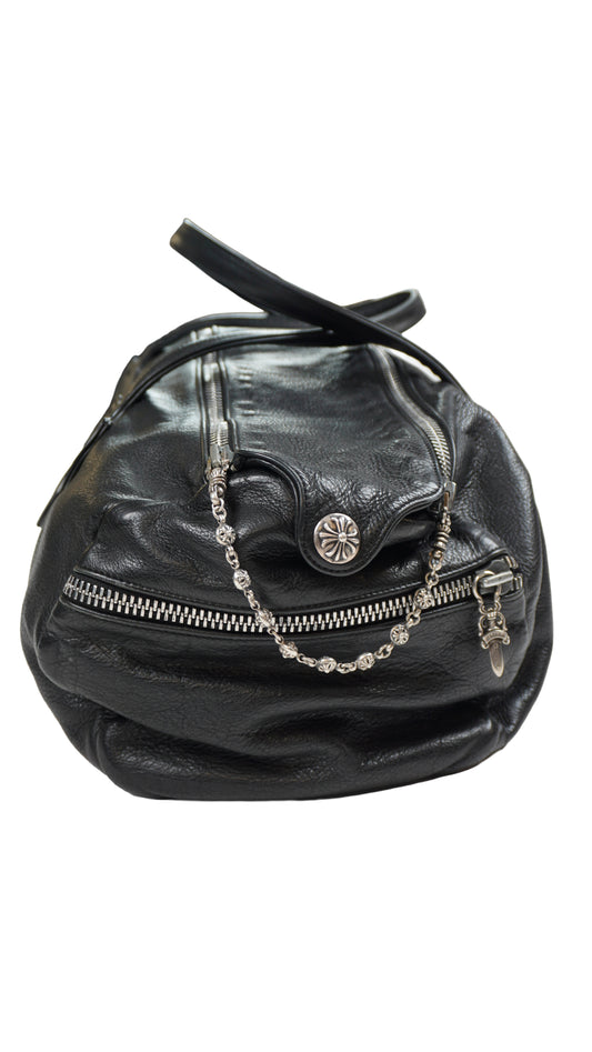 Double Zipper Leather Duffle Bag