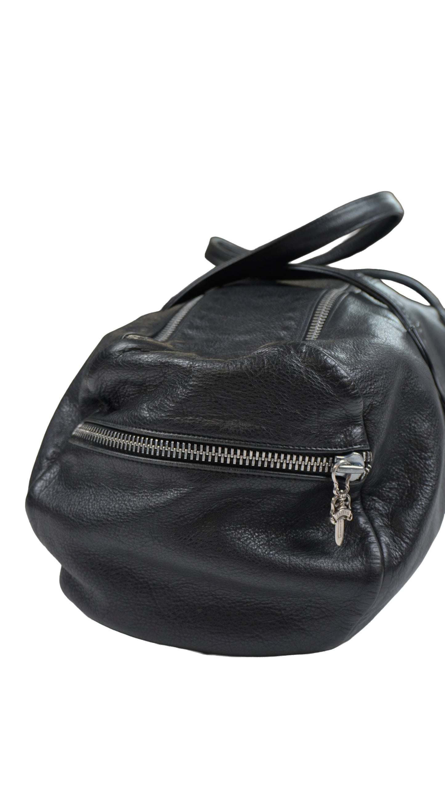 Double Zipper Leather Duffle Bag