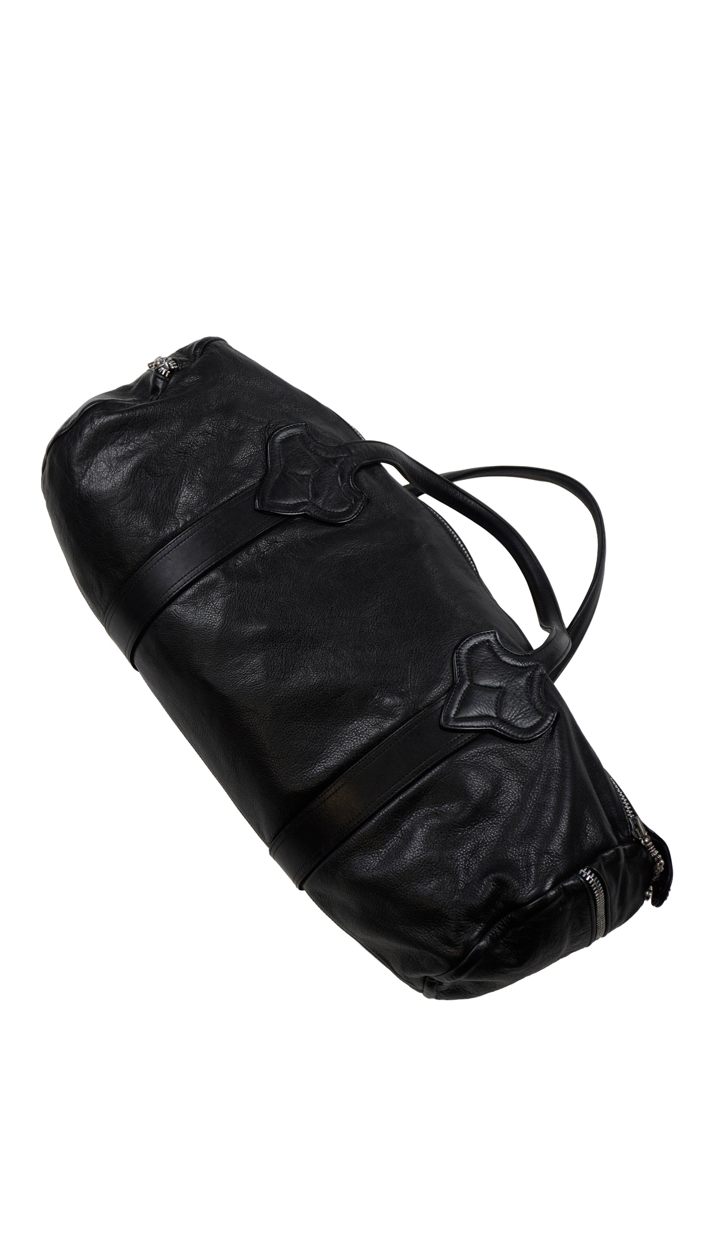 Double Zipper Leather Duffle Bag