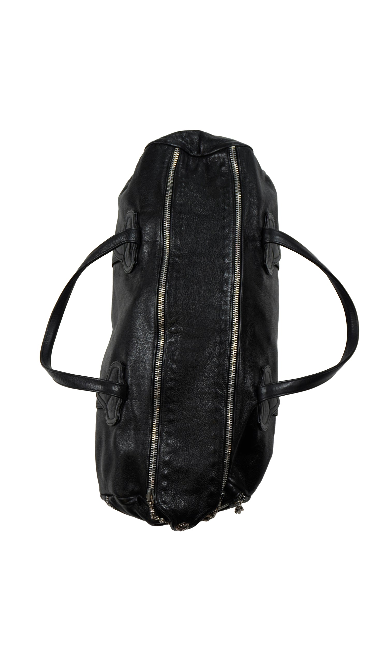 Double Zipper Leather Duffle Bag