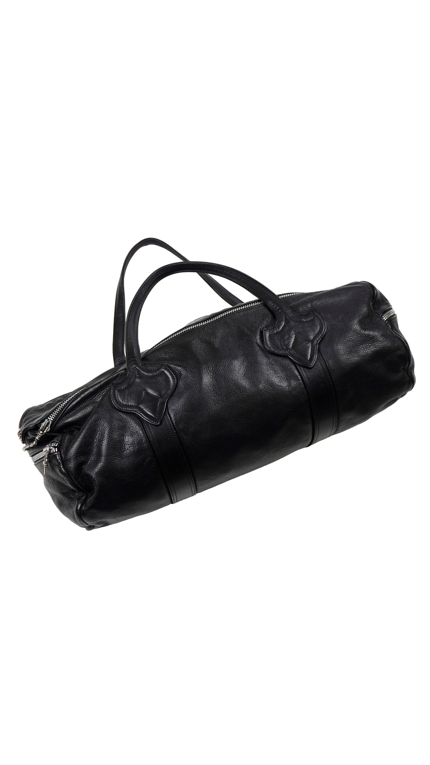 Double Zipper Leather Duffle Bag