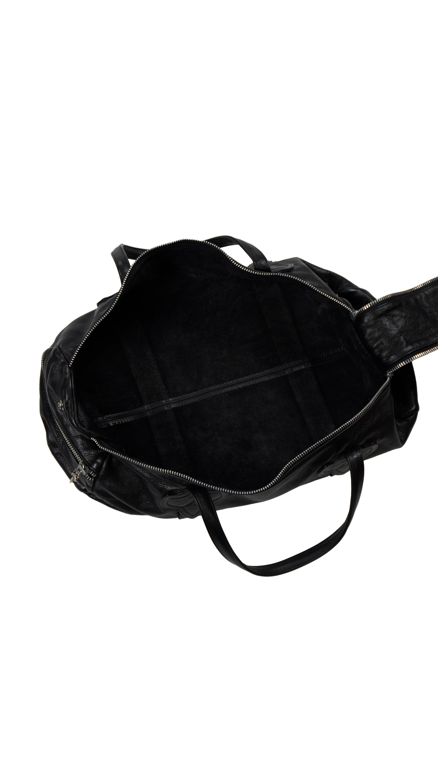 Double Zipper Leather Duffle Bag