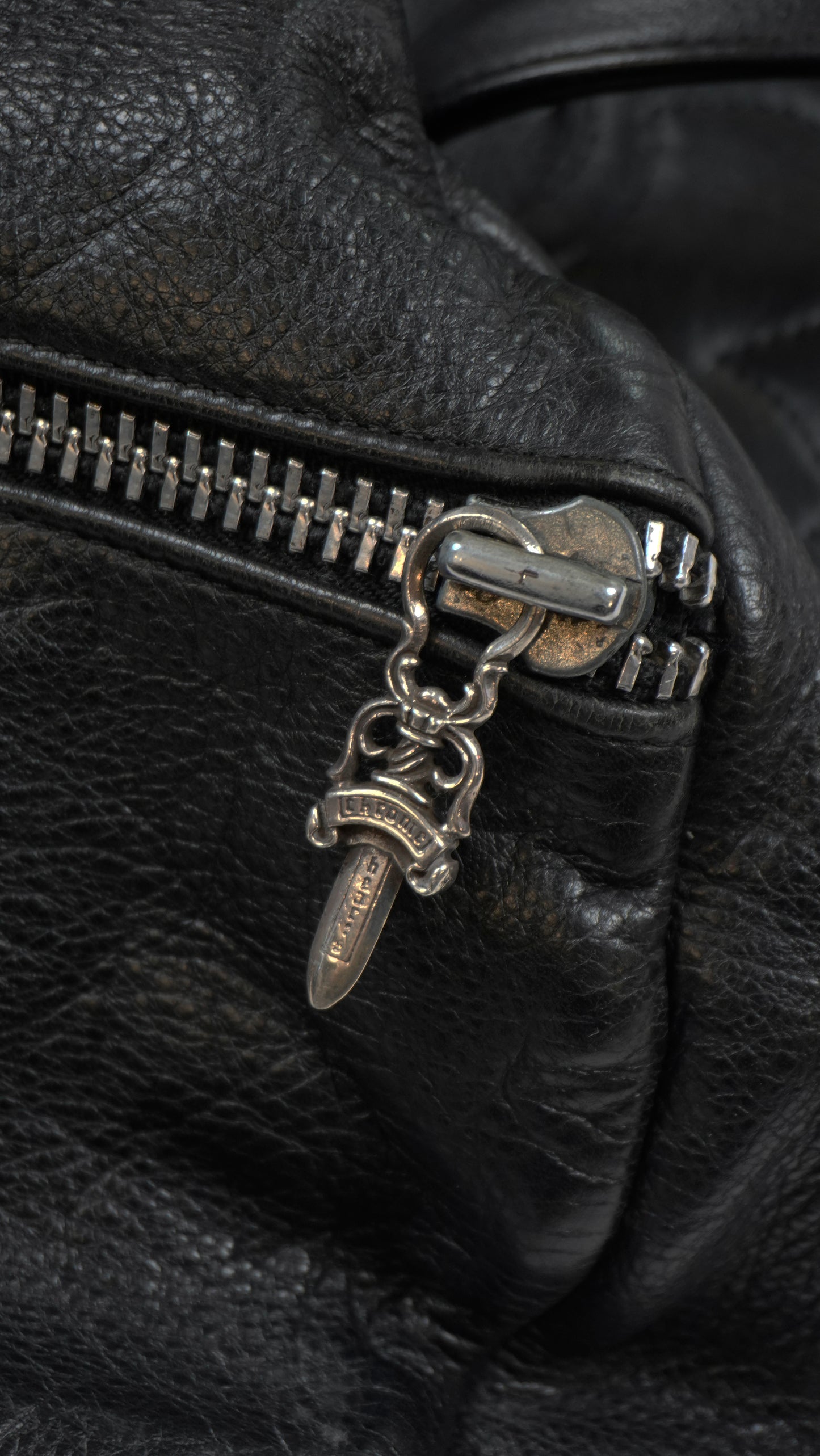 Double Zipper Leather Duffle Bag