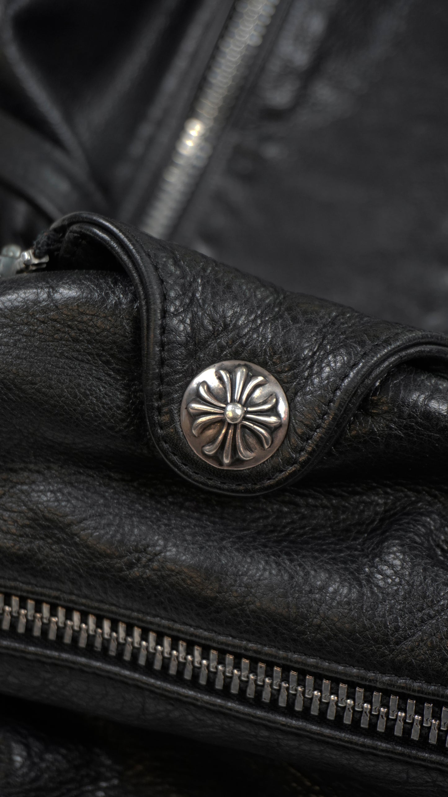 Double Zipper Leather Duffle Bag